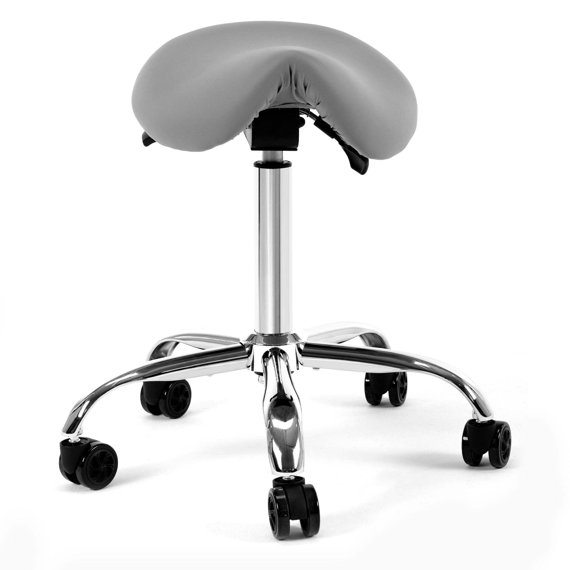 Fromann Ergonomic Backless Rolling Saddle Stool Home Office Chair with Adjustable Height and Tilt with Wheels