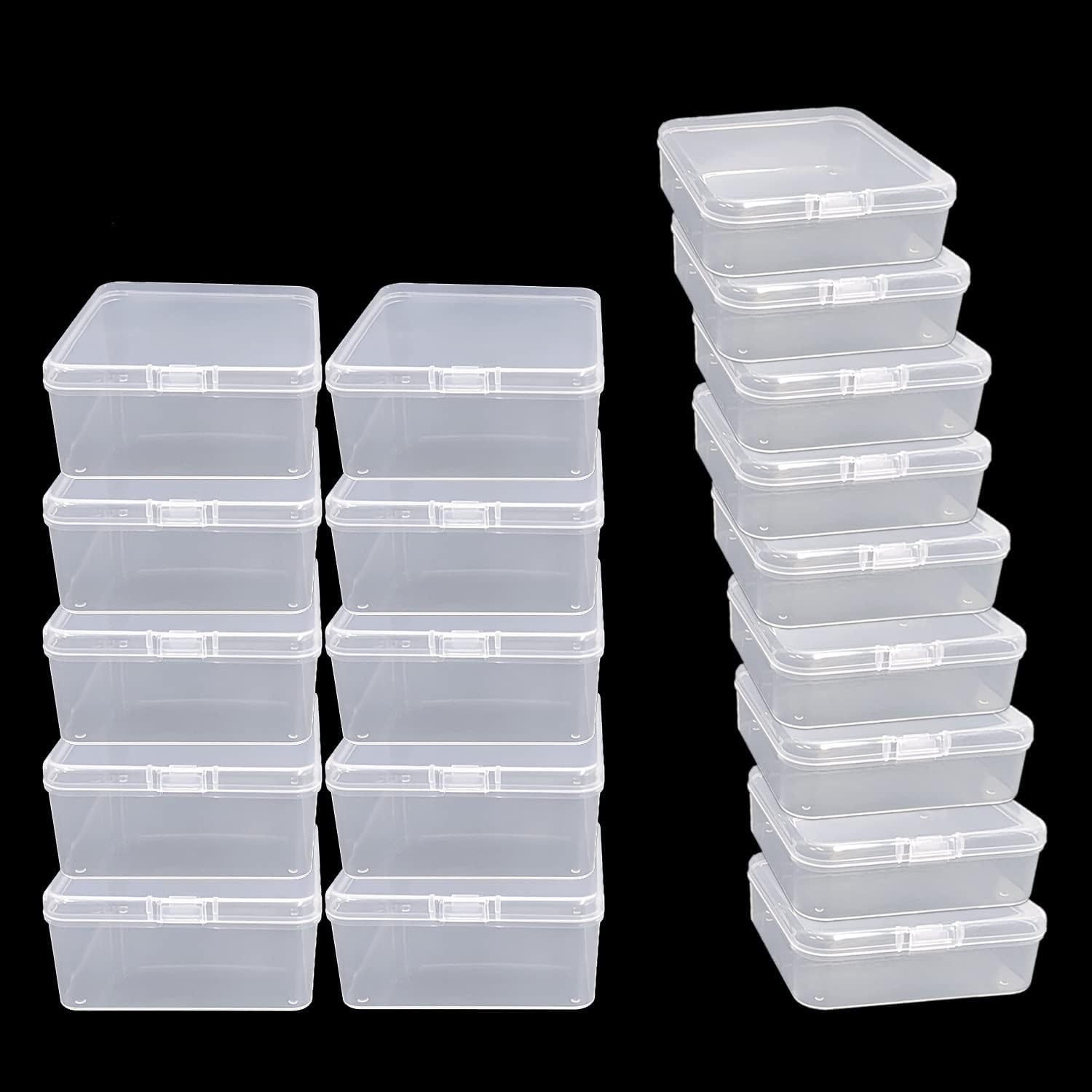 CHSZCHOMER 19 pack Mixed Size Small Plastic Box - Durable Transparent Mini Storage Container - Portable Jewelry Storage Box, Beads, Rings, Jewelry, Paper Clips, Nails, Sewing, Mint Box