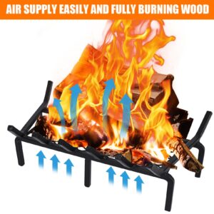 20 Inch Fireplace Grate with Ember Retainer,Cast Iron Fireplace Log Grate,Fireplace Log Holder,Heavy Duty Solid Steel Fireplace Wood Holder,Wood Stove Wrought Rack for Indoor Hearth Outdoor Fireplace