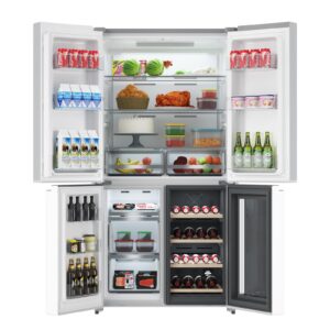 garveehome 21 cu.ft french door counter depth refrigerator, large capacity refrigerator and freezer, 36 inch fridge with bottom freezer, interior led light, wine cabinet