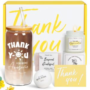 fotn thank you gifts for women, employee appreciation gifts, thank you for being awesome glass cup, farewell gifts for coworkers, appreciation gifts for teachers employee boss with thank you cards