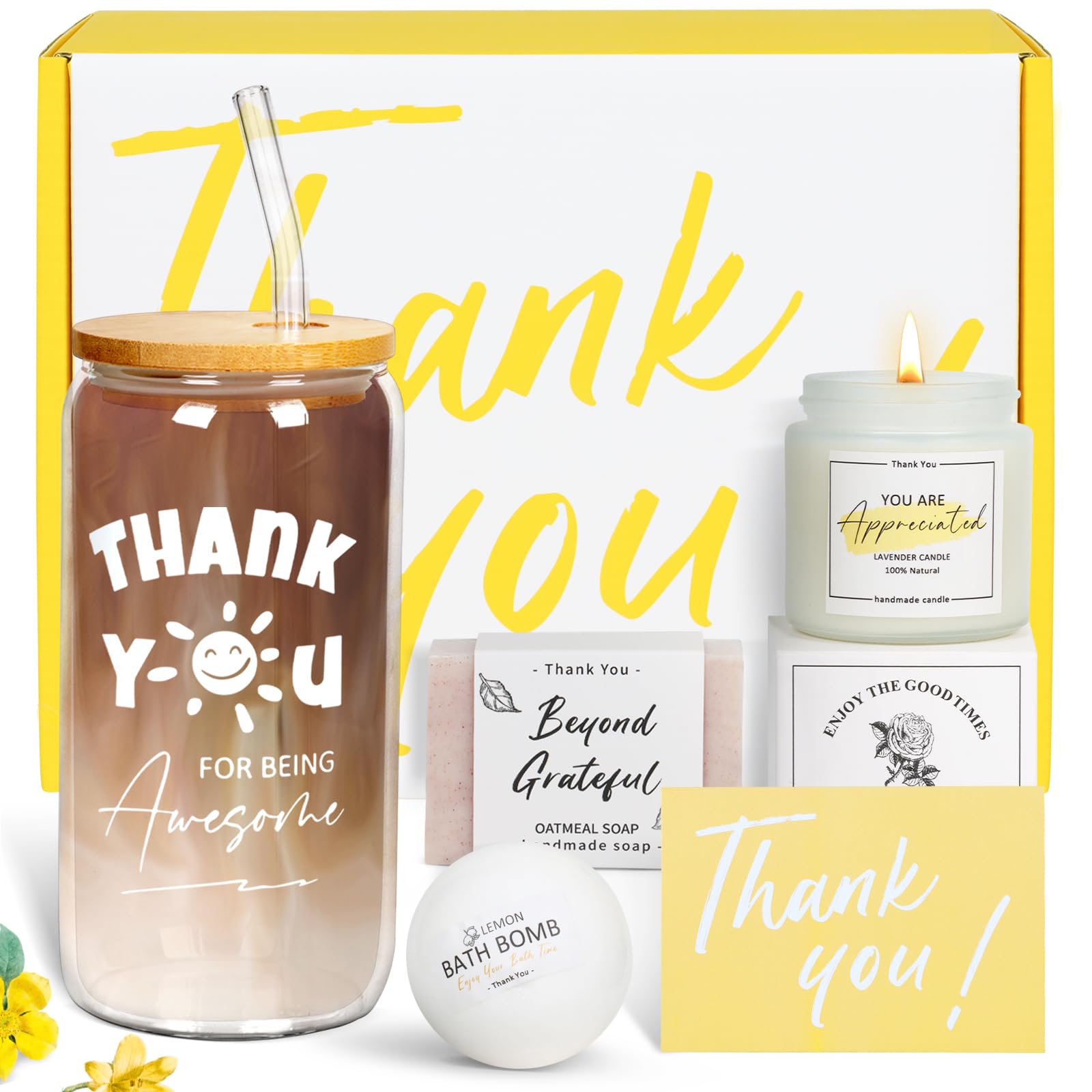 FOTN Thank You Gifts for Women, Employee Appreciation Gifts, Thank You for Being Awesome Glass Cup, Farewell Gifts for Coworkers, Appreciation Gifts for Teachers Employee Boss with Thank You Cards