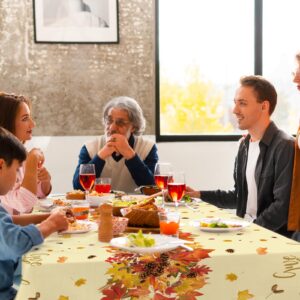 Tbsone Fall Thanksgiving Disposable Rectangle Tablecloth - 3 Pack, Autumn Maple Leaves Theme Plastic Table Cloth & Cover for Harvest Party Decorations Supplies (54 x 108 Inches)