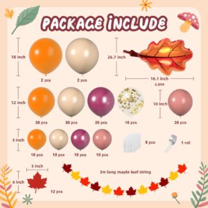 Thanksgiving Balloons Arch Garland Kit Decorations 154PCS Balloons Orange Gold White for Fall Baby Shower Birthday Bridal Shower Christmas Halloween Decor