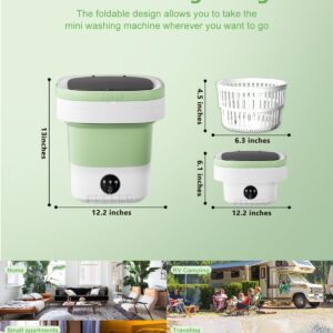 Portable Washing Machine, Mini Washer 13L Upgraded Capacity with 3 Modes Deep Cleaning for Underwear, Shirt, Baby Clothes, Small Items.Foldable Mini Laundry Washer for Apartments,Camping,Travel(Green)