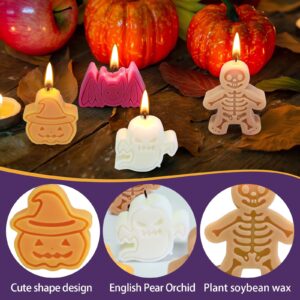 WHOLEV 4pcs Christmas Candles Set Freesia Scented - Pumpkin, Skeleton, Ghost & Bat Candles, Cute Christmas Decoration Candle, Perfect for Christmas Table Decor, Parties, New Year Decor, Party Favors