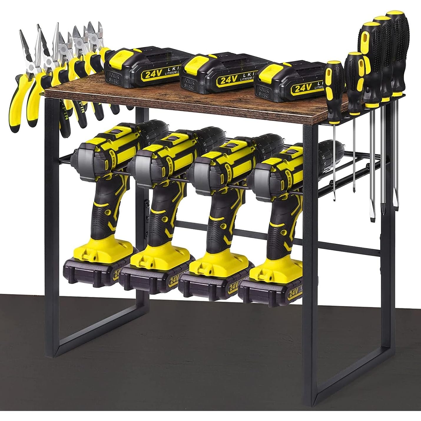 Bed Bath & Beyond Bench Top Power Tool Organizer with 4 Drill Holders