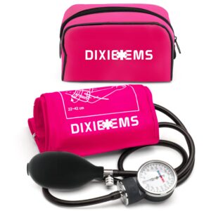 dixie ems deluxe aneroid sphygmomanometer blood pressure d-ring cuff - pink