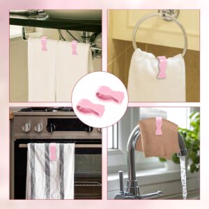 6pcs Towel Clips for Kitchen, Hang and Fix Dish Towels for Oven Stove Dishwasher Handle, Bathroom Towel Rack, Keeps Towel from Falling (Pink)