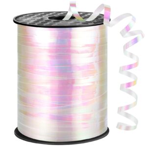 iridescent white curling ribbon 600 yards 1/5 inch balloon string ribbon thin white ribbon for gift wrapping art crafts wedding birthday party christmas decorations