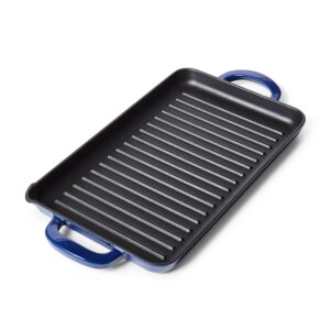 sur la table enameled cast iron grill pan, 15" x 9", blue