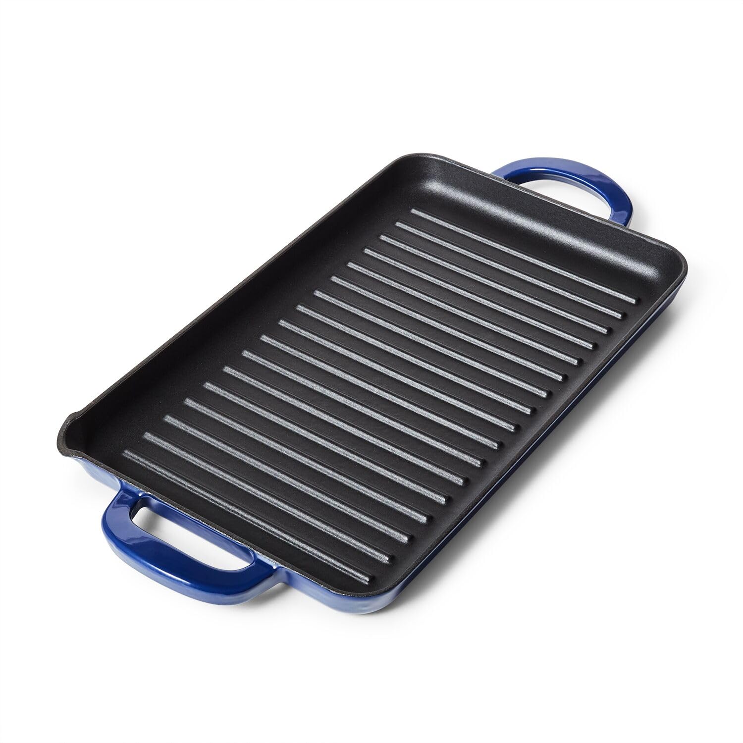 Sur La Table Enameled Cast Iron Grill Pan, 15" x 9", Blue