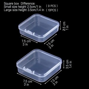 CHSZCHOMER 19 pack Mixed Size Small Plastic Box - Durable Transparent Mini Storage Container - Portable Jewelry Storage Box, Beads, Rings, Jewelry, Paper Clips, Nails, Sewing, Mint Box