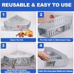 Humane Rat Trap,Extra Large Reusable Automatic Rat Trap,Didirectional Combined Continuous Rat Traps Cage,No Bait,Mouse Stations for Mice Outdoor and Indoor,Keeps Children and Pets Safe