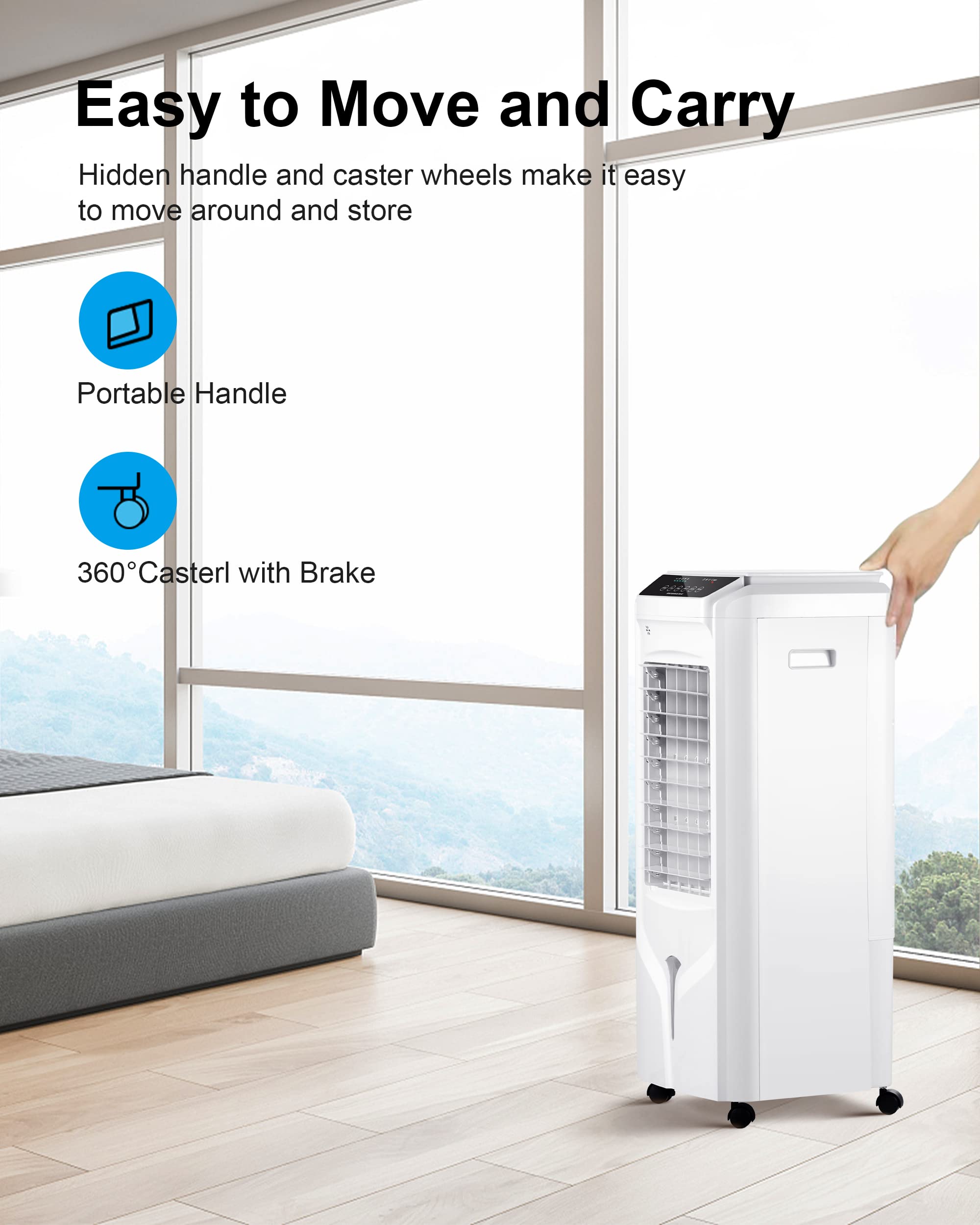 Uthfy Portable Air Conditioners, 32" Swamp Cooler Evaporative Air Cooler with 4.2 Gal Tank, Remote, 120° Oscillation Cooling Fan with 3 Speeds, 12H Timer, 3 In 1 Tower Fan thats Blow Cold Air for Room