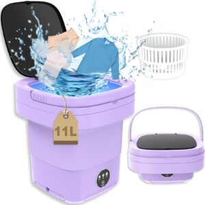 mini washing machine, portable washer machine and dryer foldable, 11l large capacity, small washer machine, smart laundry machine for baby clothes, underwear, camping, rv, travel, purple