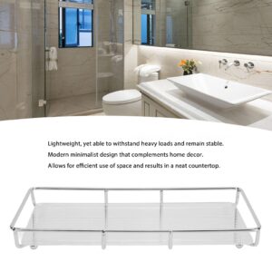 Countertop and Vanity Tray Bathroom Counter Tray Bathroom Countertop Organizer, Stainless Steel Acrylic Bathroom Vanity Tray for Cosmetics Living Items (Silver Single Layer Large Size)