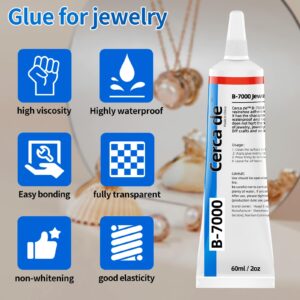 Cerca de b7000 Jewelry Glue，for DIY Crafts, Jewelry, gem,Pearl，Earring，Bracelet，Gold，Silver，Metals,Rhinestone，etc. High-Strength Glue, Waterproof, Clear, with Precision tip, 2 oz.