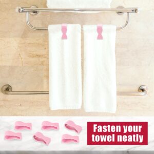 6pcs Towel Clips for Kitchen, Hang and Fix Dish Towels for Oven Stove Dishwasher Handle, Bathroom Towel Rack, Keeps Towel from Falling (Pink)