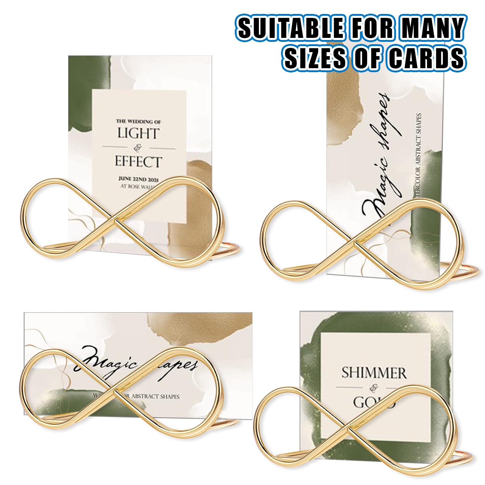 Giantree Table Number Holder Stands, 10 Pcs Place Card Holders Seating Labels Placecard Clips Knot-Shaped Display Holder Gold Photo Picture Cards Display Stand for Celebration Party Wedding 2.75 Inch