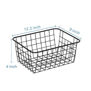 iSPECLE Upright Freezer Organizer Bins - 4 Pack Small Stand Up Freezer Baskets for 13 cu.ft Freezer, Easily Get Food with Handle and Stop Food Fall out from Freezer, Improve Air Circulation, Black