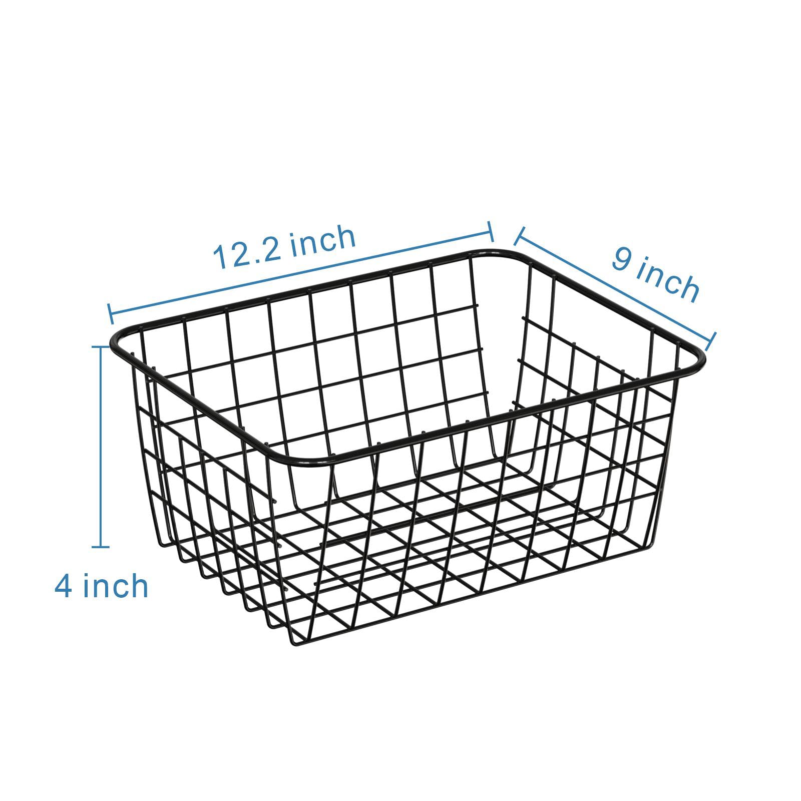 iSPECLE Upright Freezer Organizer Bins - 4 Pack Small Stand Up Freezer Baskets for 13 cu.ft Freezer, Easily Get Food with Handle and Stop Food Fall out from Freezer, Improve Air Circulation, Black