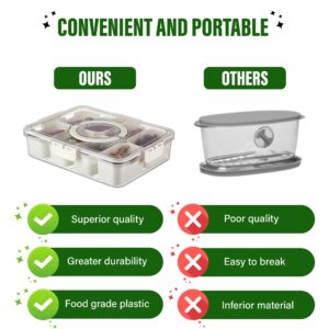 Snackle Box Container, Divided Serving Tray with Lid and Handle Snack Box, Snack Box Container that use at Picnic, Snack Containers for Meal Prep, Portable 8 Part Snackle Box Charcuterie Container