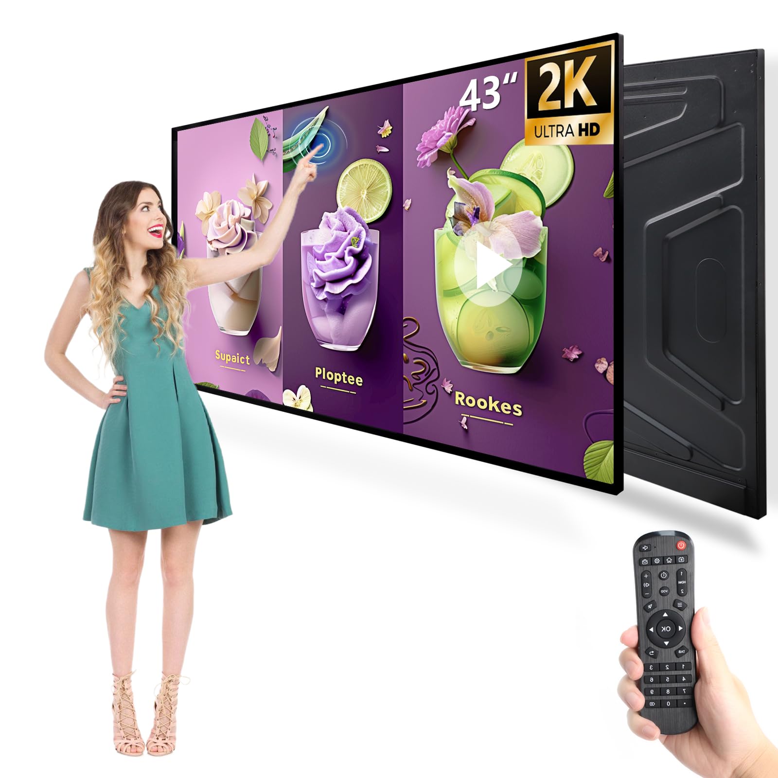 ZLPOWER 43" Digital Signage Kiosk Touch Screen Digital Kiosks Interactive Displays Wall Mounted 4K IPS LCD Screen Commercial Totem with Android 11 System Interactive Advertising Media Player