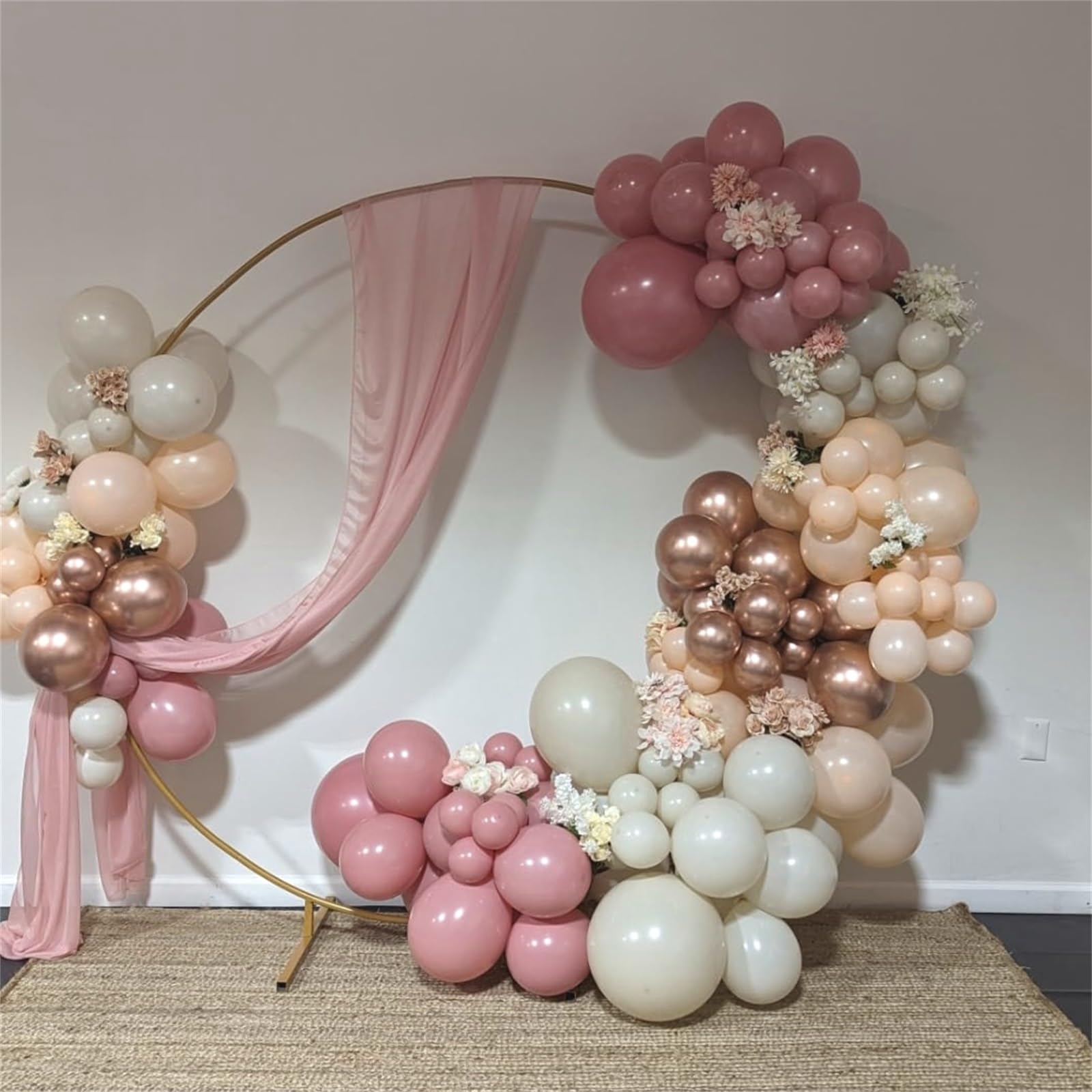 Nude Dusty Pink Balloons Set, 60Pcs 12 Inch Retro Blush Pink Apricot Helium Balloon with Beige White Champagne Gold Latex Neutral Balloons for Birthday Wedding Baby Bridal Shower Party Decorations