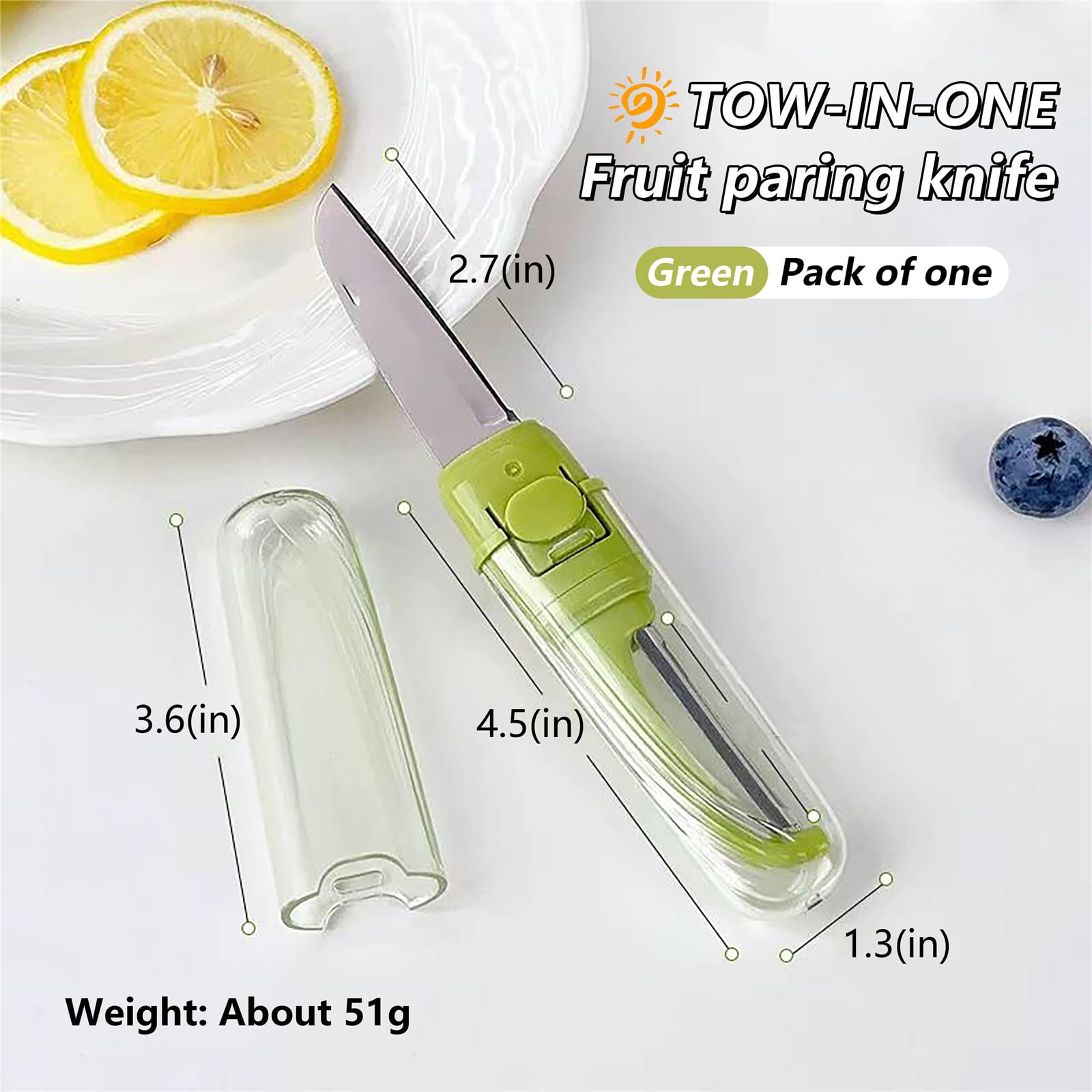 Fruit Knife Peeler, 2-in-1 Stainless Steel Fruit Knife, Multifunctional Portable Peeling Fruit Knife, Creative Fruit And Vegetable Peeling Knife, Suitable For Kitchen, Picnic, Travel.(Green)