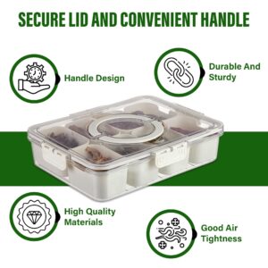 Snackle Box Container, Divided Serving Tray with Lid and Handle Snack Box, Snack Box Container that use at Picnic, Snack Containers for Meal Prep, Portable 8 Part Snackle Box Charcuterie Container