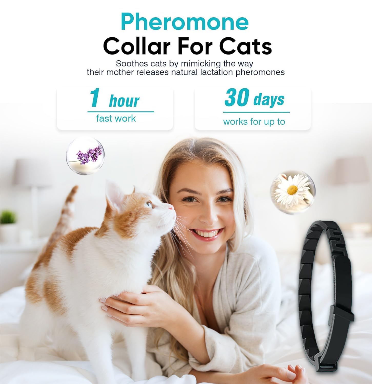 YAIOUTIY 4 Pack Calming Collar for Cats, Cat Pheromone Calming Collar, Water-Resistant & Adjustable Cat Calming Collar Fits Cats Make Cat Relaxed (Multicolor)