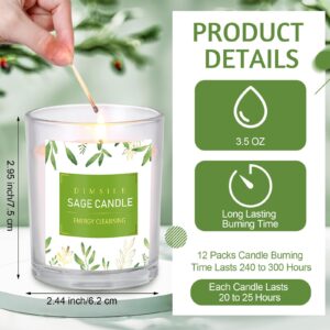 2 Pack Sage Candles for Cleansing 3.5oz Natural Soy Wax Candles Scented Candles Bulk for Cleansing House Energy and Meditation Long Lasting Sage Candle Gifts Set