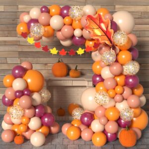 Thanksgiving Balloons Arch Garland Kit Decorations 154PCS Balloons Orange Gold White for Fall Baby Shower Birthday Bridal Shower Christmas Halloween Decor