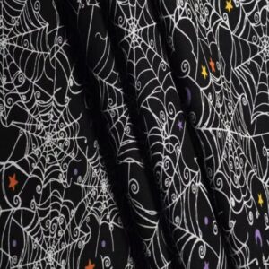 Generic Halloween Spider Web and Stars Cotton Precut Fabric by The Yard - One Yard, Black