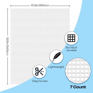 Caydo 2 Pieces 7 Count Plastic Mesh Canvas Sheets for Embroidery, Acrylic Yarn Crafting, Knit Crochet Projects and Make Aquarium Dividers (10.5 X 13.5 Inch)