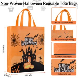 Halloween Bags,12 Pcs Halloween Trick or Treat Bags Large,Halloween Tote Bag with 12 Pcs Halloween Slap Bracelets,Halloween Candy Bags for Halloween Party Supplies,Gift Wrapping 15"×11.6"×3.9"