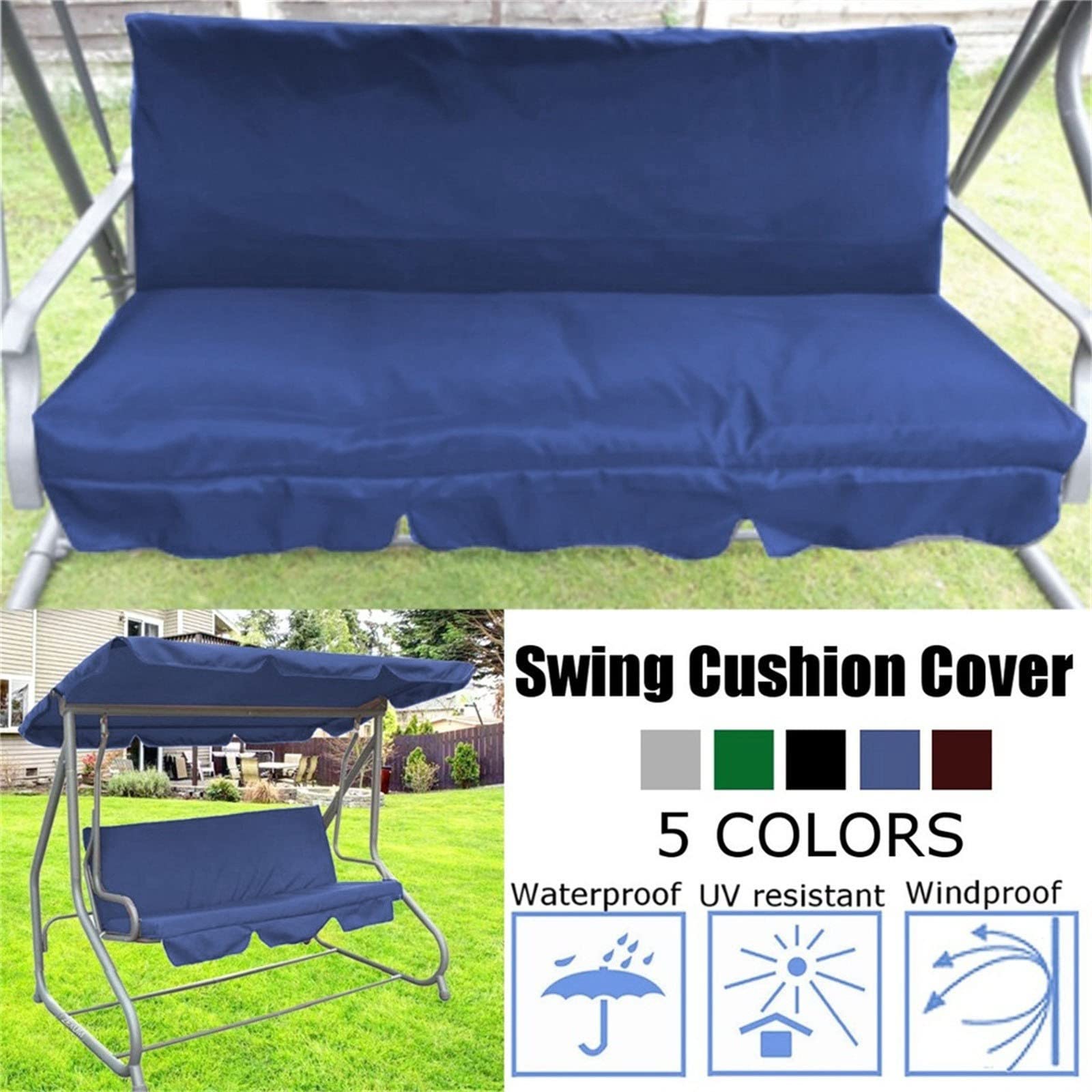 Swing Canopy Replacement Cover and Swing Top Cover 65''x45 Waterproof 3 Seater Swing Awning Canopy Cover Garden Outdoor Patio Swing Sun Shade Cover Replacement Outdoor Furniture, Beige