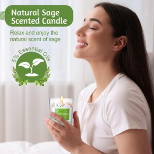 2 Pack Sage Candles for Cleansing 3.5oz Natural Soy Wax Candles Scented Candles Bulk for Cleansing House Energy and Meditation Long Lasting Sage Candle Gifts Set