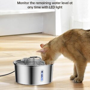 Cat Water Fountain Stainless Steel, 3.2L/108Oz Pet Water Fountain for Drinking, Automatic Metal Dog Water Dispenser Bowl with Quiet Pump, Dual-Stream, Filtration for Cats, Dogs, Multiple Pets Indoor