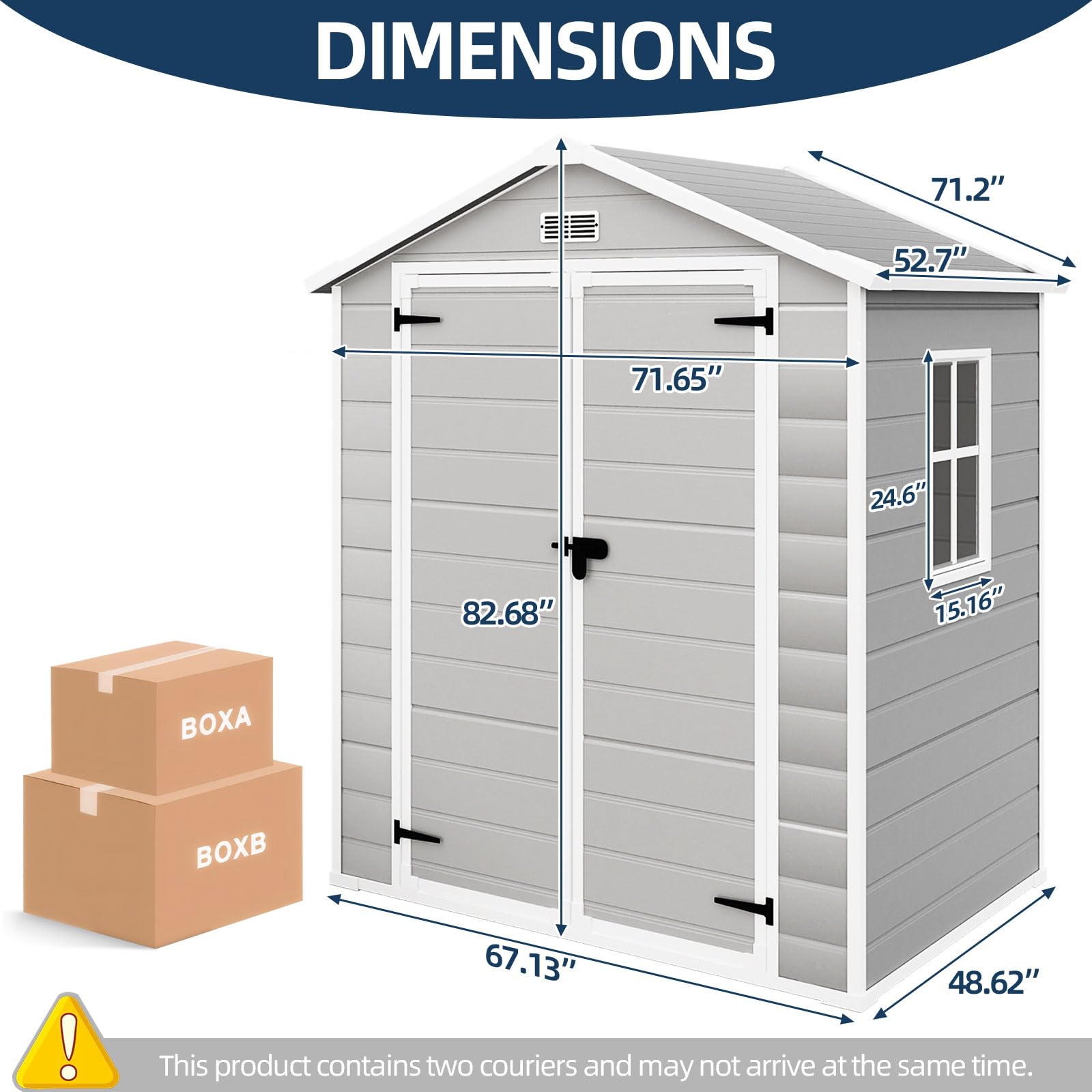 Resin Shed 6x4.4FT,Plastic Shed,Outdoor Storage Shed for Garden Tool,Waterproof Resin Shed with Floor,Lockable Doors for Patio,Yard,Lawn (Gray)