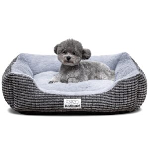 baodan dog beds for medium large dogs, fluffy cat beds for indoor cats, calming pet bed for puppy and kitty, extra soft & machine washable with anti-slip bottom, grey, 25inches