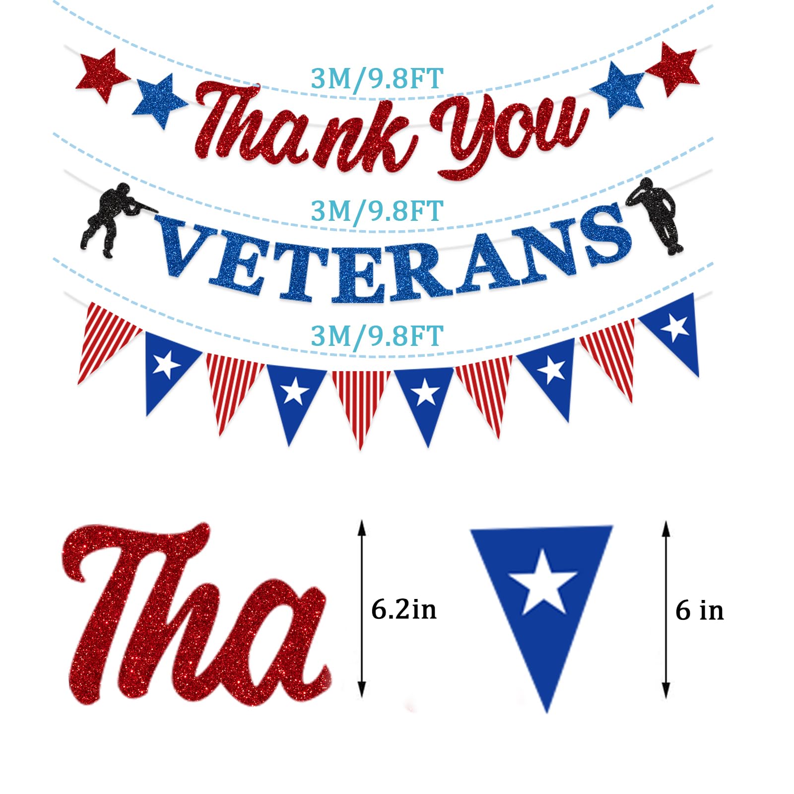 FHGG Thank You Veterans Decorations Banner Thank You to Our He roes Banner Decorations We Are So Proud of You Banner Decorations for Veterans Police Military Army Employees, Memorial Day Veterans Day Party Decorations