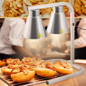 food heat lamp stainless steel food warmer lamp with 2 bulbs for food heating lamp free standing 250w commercial food service heat lamp adjustable height fresh food lamp (110v)