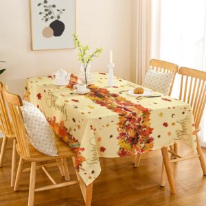 Tbsone Fall Thanksgiving Disposable Rectangle Tablecloth - 3 Pack, Autumn Maple Leaves Theme Plastic Table Cloth & Cover for Harvest Party Decorations Supplies (54 x 108 Inches)