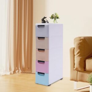 Bedroom Narrow Dresser 5 Drawer,Storage Units Dresser 7.8*15.7*33in,Plastic Narrow Storage Cabinet,Small Closet Organizer Standing Shelf Bedroom Furniture for Bathroom Living Room 7.8*15.7*33in