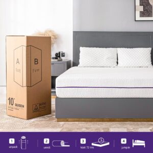 TRIPARK 10 Inch Twin Mattress, Gel Soft & Firm Dual Sides Flippable Lavender Sleep Aid Mattress for Memory Foam Mattress, Hypoallergenic Bamboo Charcoal, Twin Size Bed in a Box, CertiPUR-US