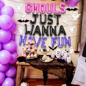 JeVenis Pink Ghouls Just Wanna Have Fun Banner Balloons Garland for Bachelorette Party Birthday Party Decorations