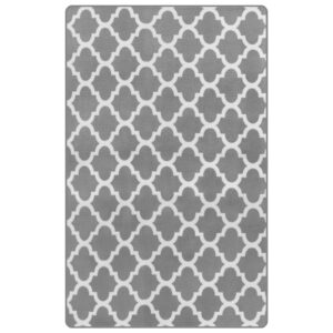 Morroccan Modern Area Rug for Living Room Bedroom, 4x6 ft Low Pile Shag Geometric Bedroom Area Rug Small Entry Rug Floor Carpet for Kids Room Nursery Office Home Decor Aesthetic, Light Grey & White