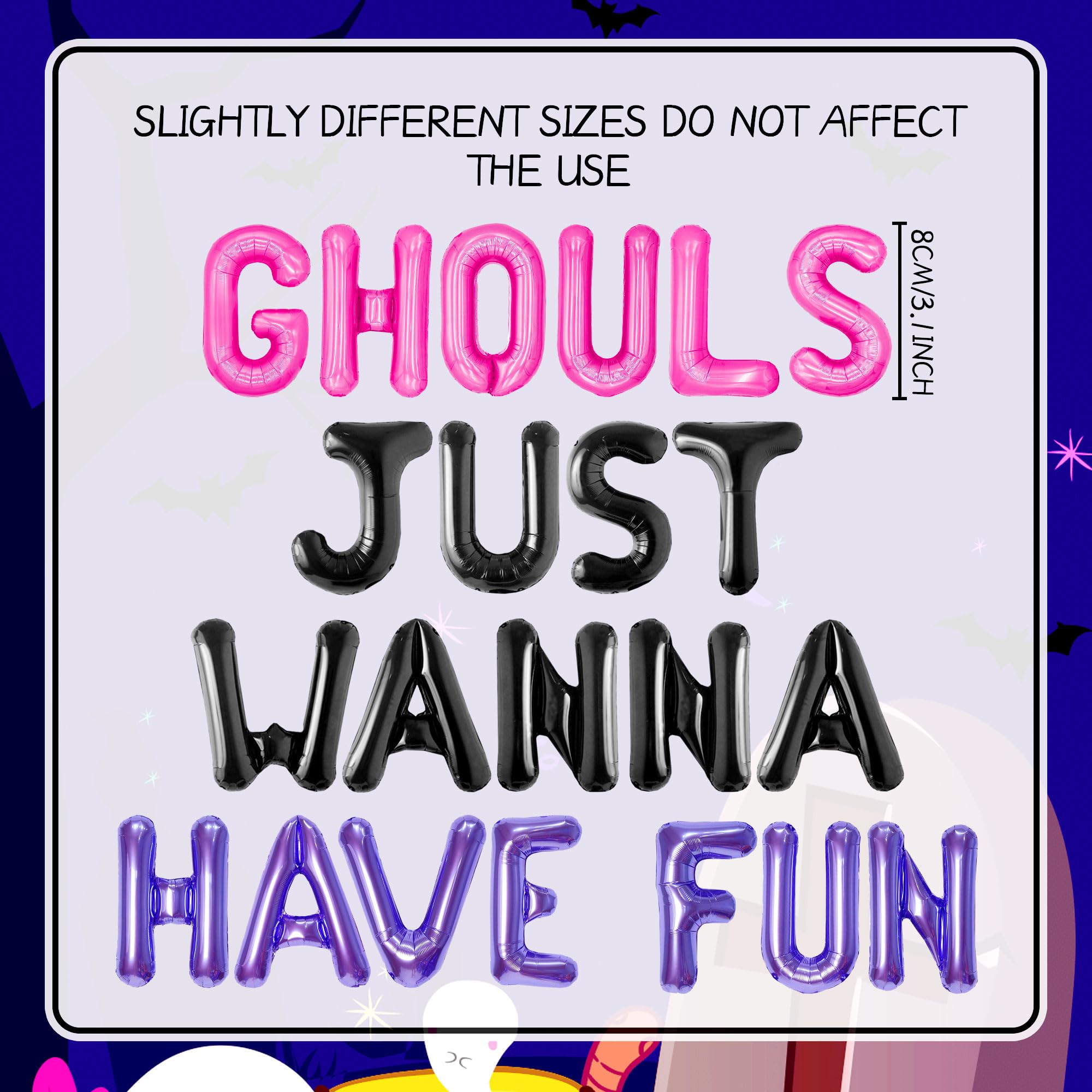 JeVenis Pink Ghouls Just Wanna Have Fun Banner Balloons Garland for Bachelorette Party Birthday Party Decorations